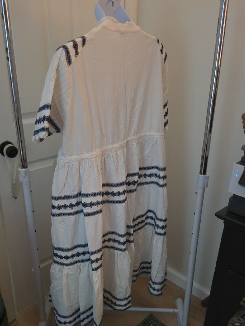 4x Ivy City Co Santorini White Midi Dress with Navy Embroidery - Picture 4 of 8